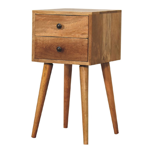 Mini 2 Drawer Oak-ish Nightstand - Oasis Home Essentials