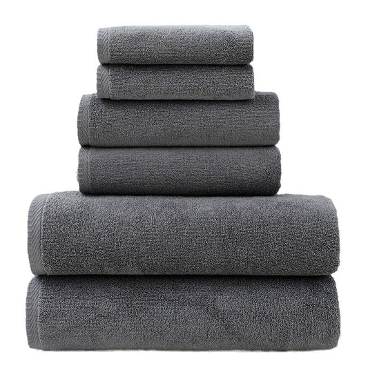 Stack of gray towels on a white background