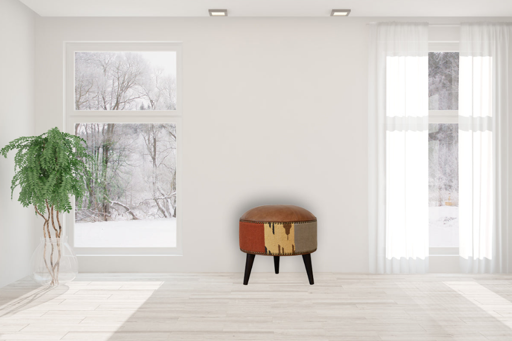 Image of artisan-made footstools crafted by artisans and shipped from   Canada. Comfortable, stylish, and built with lasting materials.