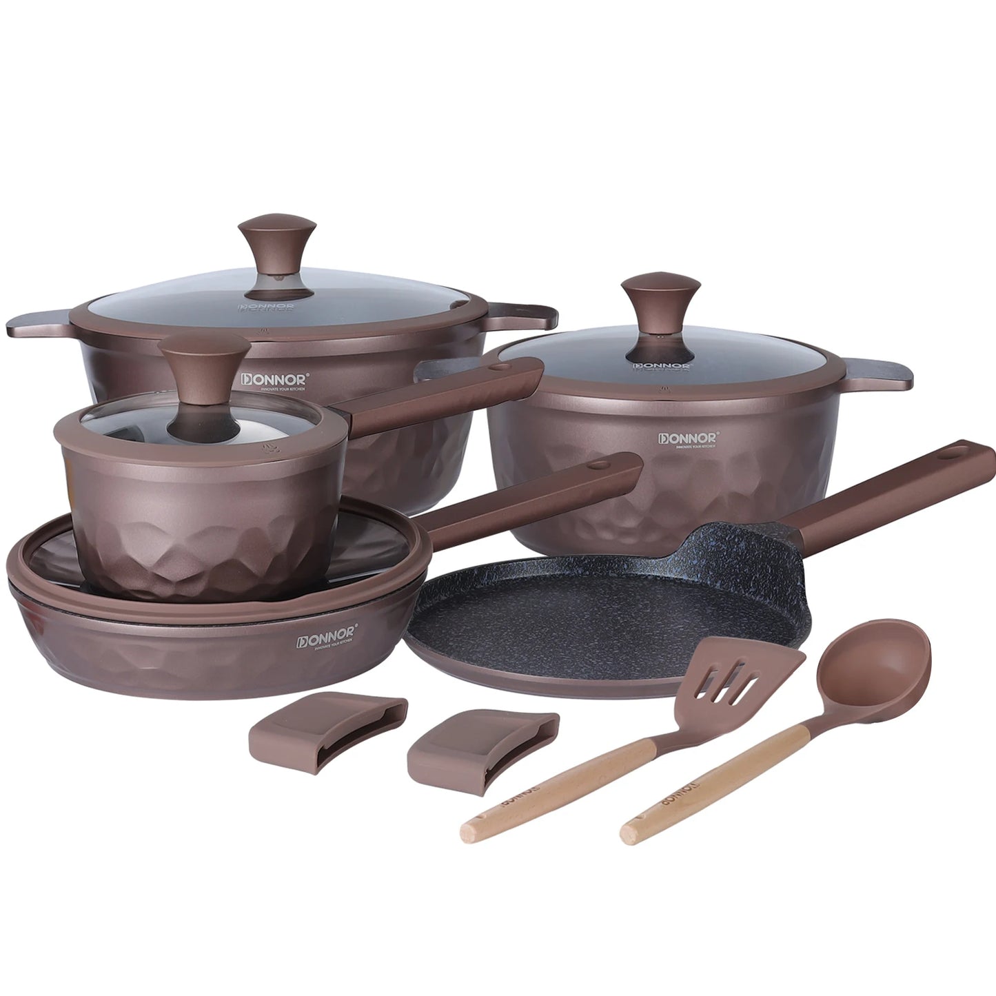 DONNOR 12-Piece Nonstick Pots and Pans Set – Healthy Cookware Set
