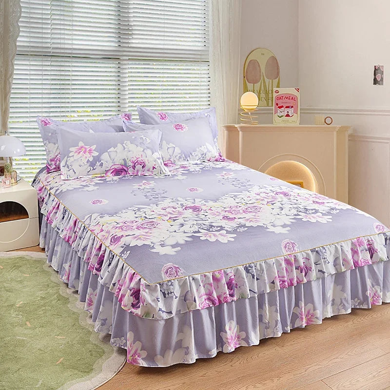 Princess Style Bed Skirt – Smooth Bedsheet Cover Twin/Queen/King