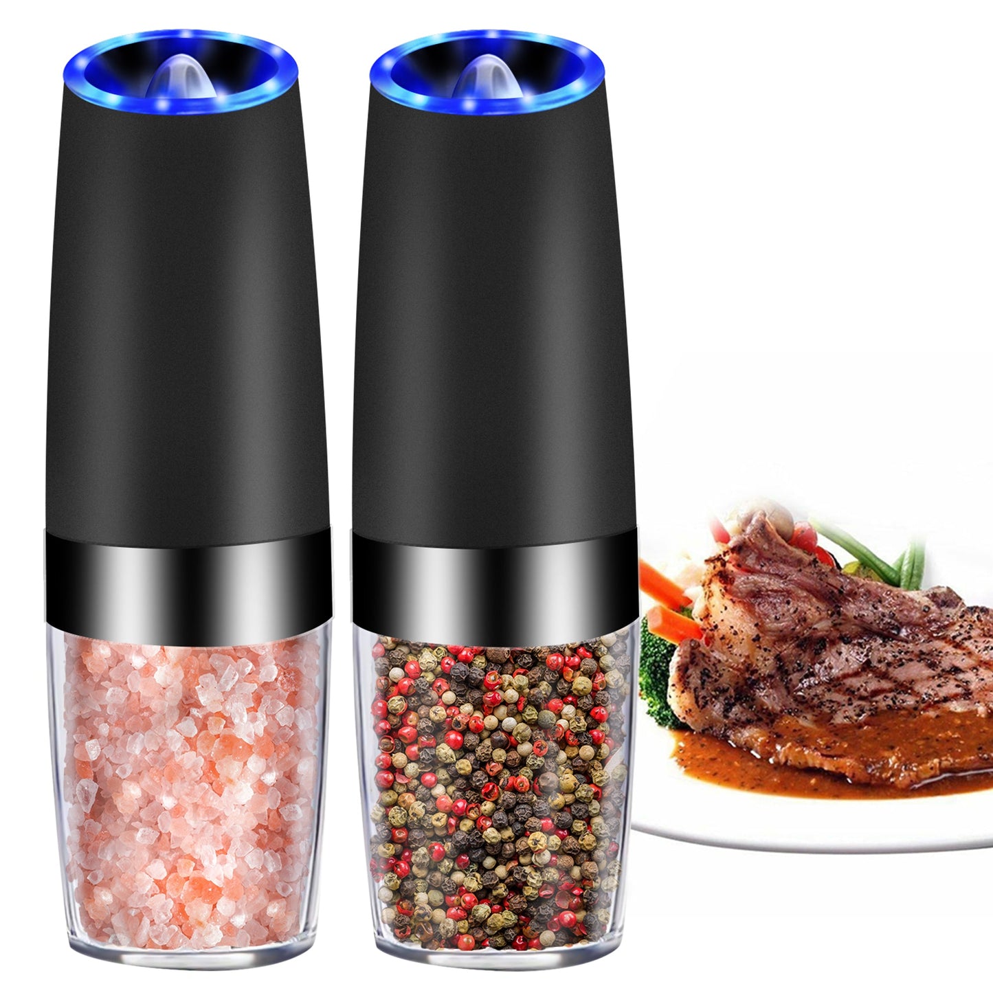 Gravity Electric Pepper Grinder with LED Light & Ceramic Core