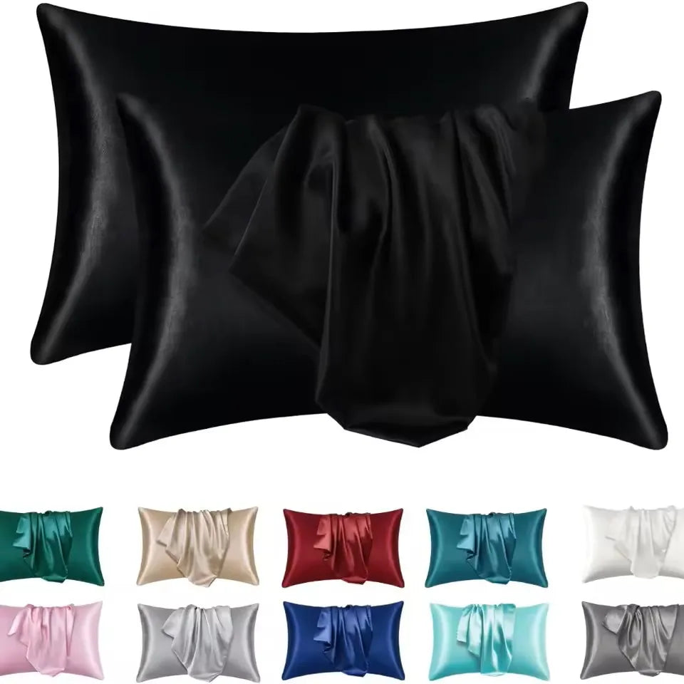 2pcs Satin Silk Pillowcase Set – Soft Luxury Pillow Covers