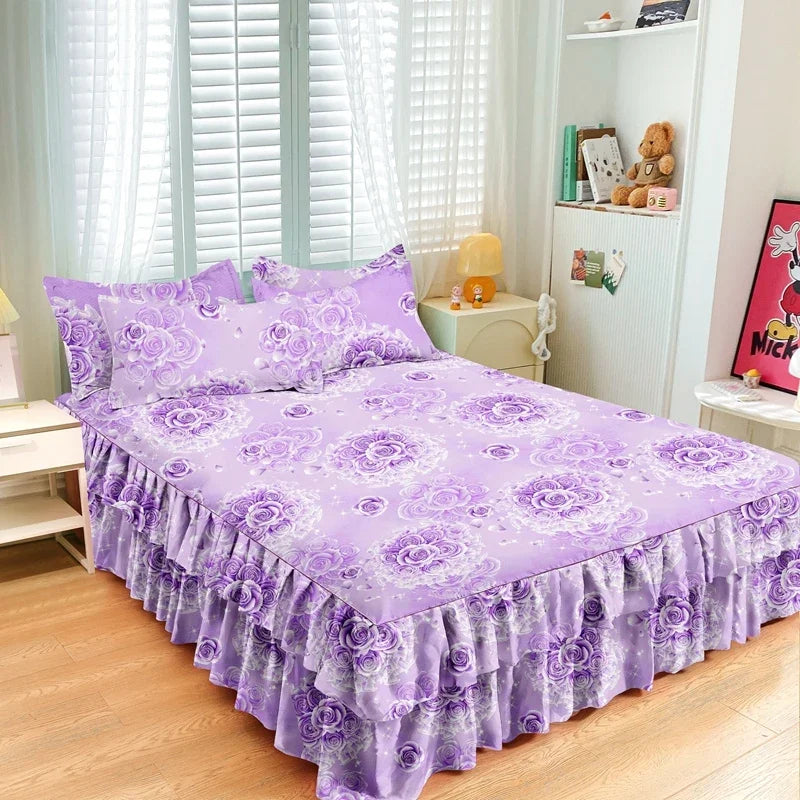 Princess Style Bed Skirt – Smooth Bedsheet Cover Twin/Queen/King