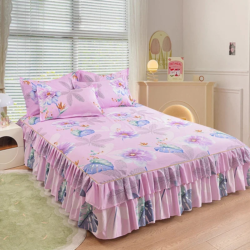 Princess Style Bed Skirt – Smooth Bedsheet Cover Twin/Queen/King