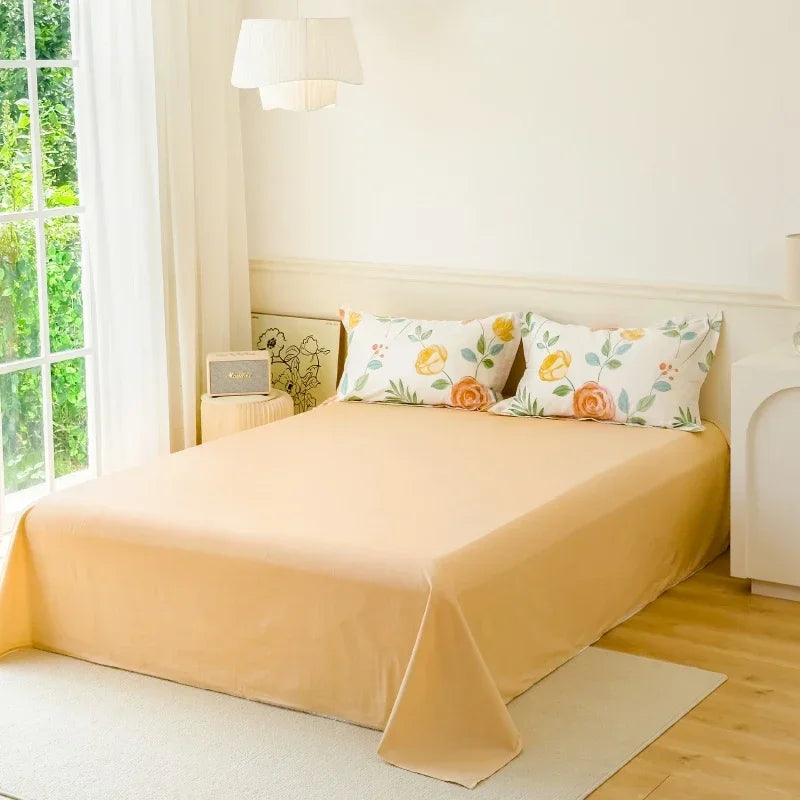 Flat Sheet/100% Cotton – Soft, Breathable & Plant Flower Print