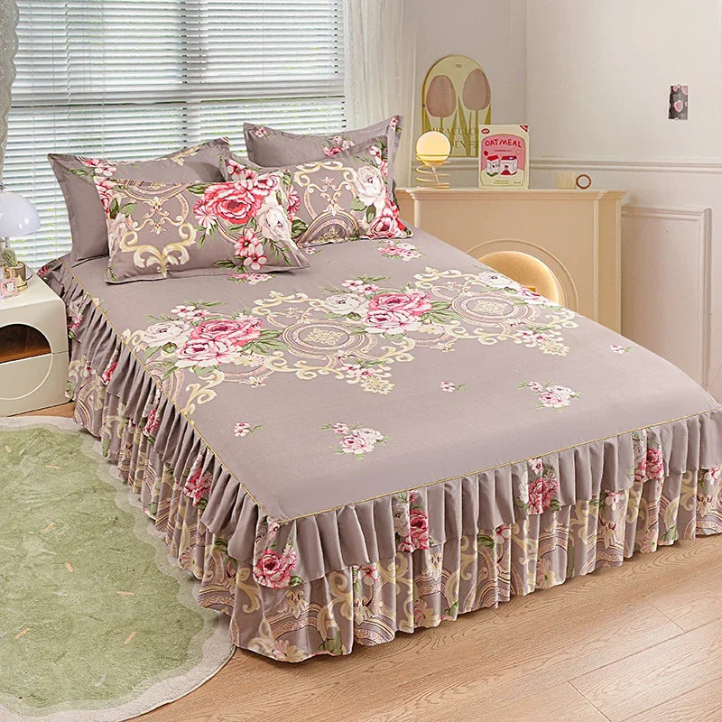 Princess Style Bed Skirt – Smooth Bedsheet Cover Twin/Queen/King