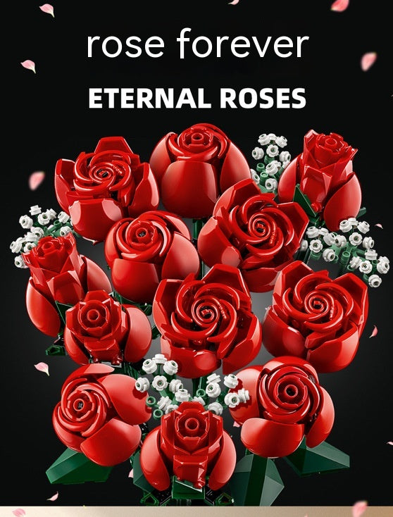 Rose Bouquet Decorative Mini Building Blocks Assembly Toy