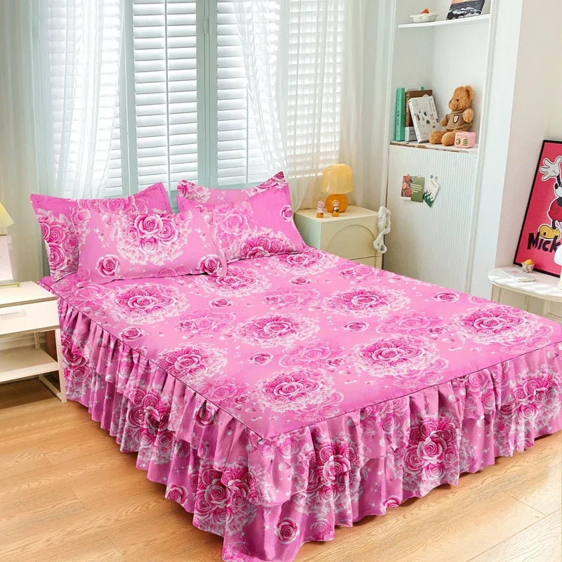 Princess Style Bed Skirt – Smooth Bedsheet Cover Twin/Queen/King