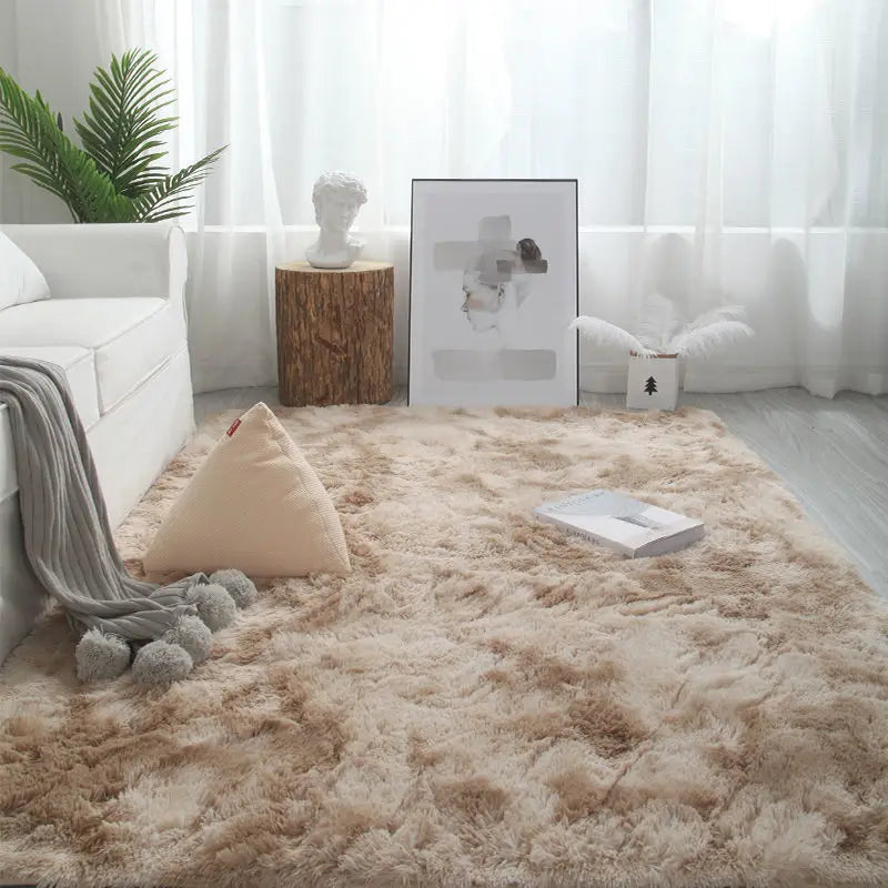 Plush Polyester Carpet. Soft, Non-Slip Rectangle Rug for Living Room & Bedroom