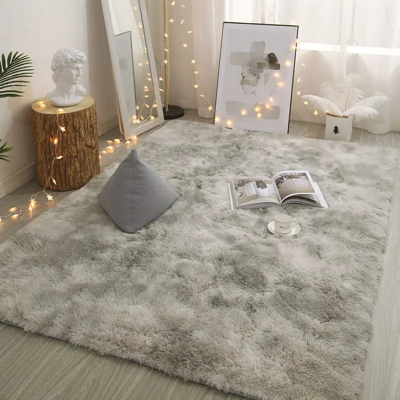Plush Polyester Carpet. Soft, Non-Slip Rectangle Rug for Living Room & Bedroom