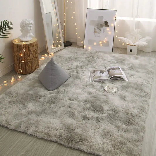 Plush Polyester Carpet Soft Non-Slip Rectangle Rug for Living Room & Bedroom