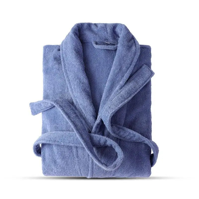 Folded blue robe on a white background