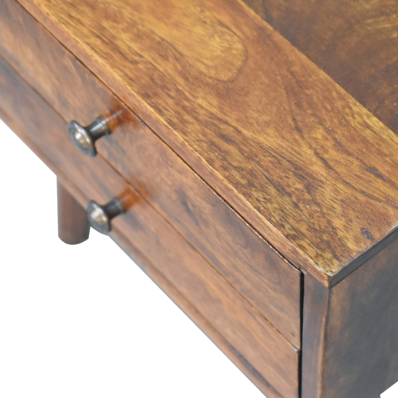 Mini Chestnut Modern Nightstand front top view