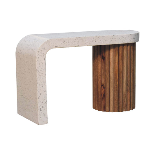 Serenity Terrazzo Coffee Table with terrazzo top and Nordic-style legs. Corner view