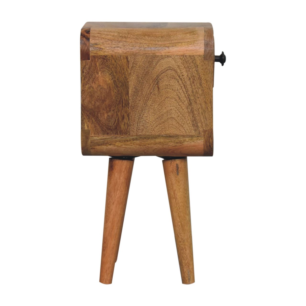 Extra Mini Oak-ish Curve Lower Bedside – modern small bedside table-side view