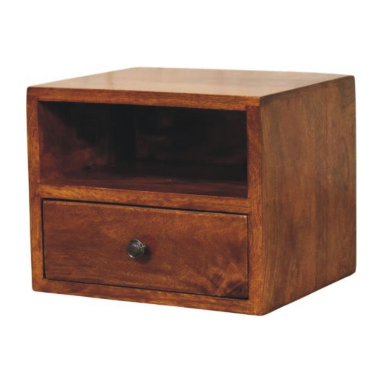 Solis 1 Drawer Chestnut Wall Mounted Nightstand front view