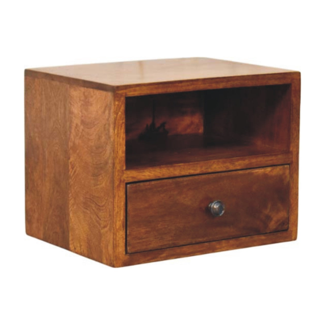 Solis 1 Drawer Chestnut Wall Mounted Nightstand front view