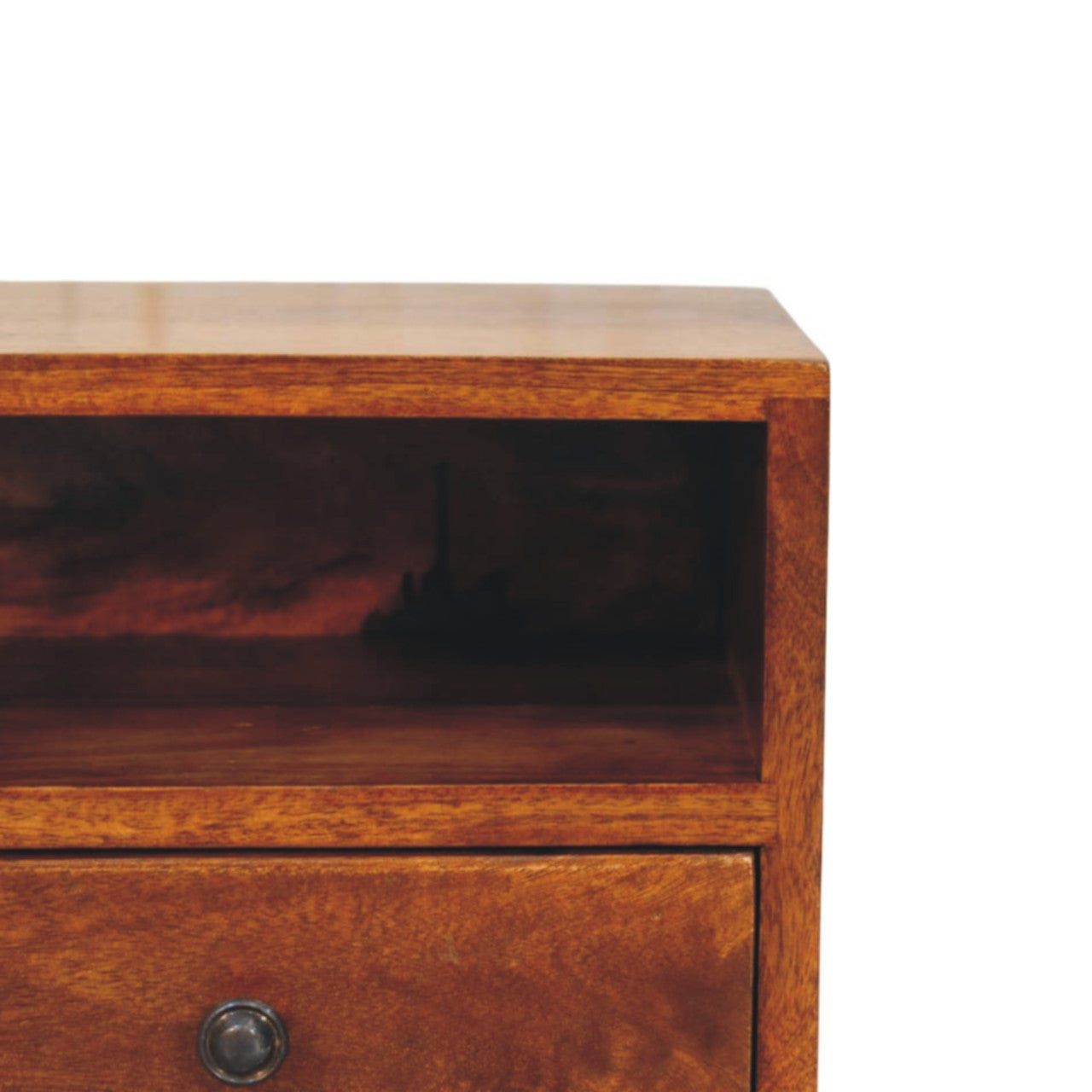 Solis 1 Drawer Chestnut Wall Mounted Nightstand top corner front view