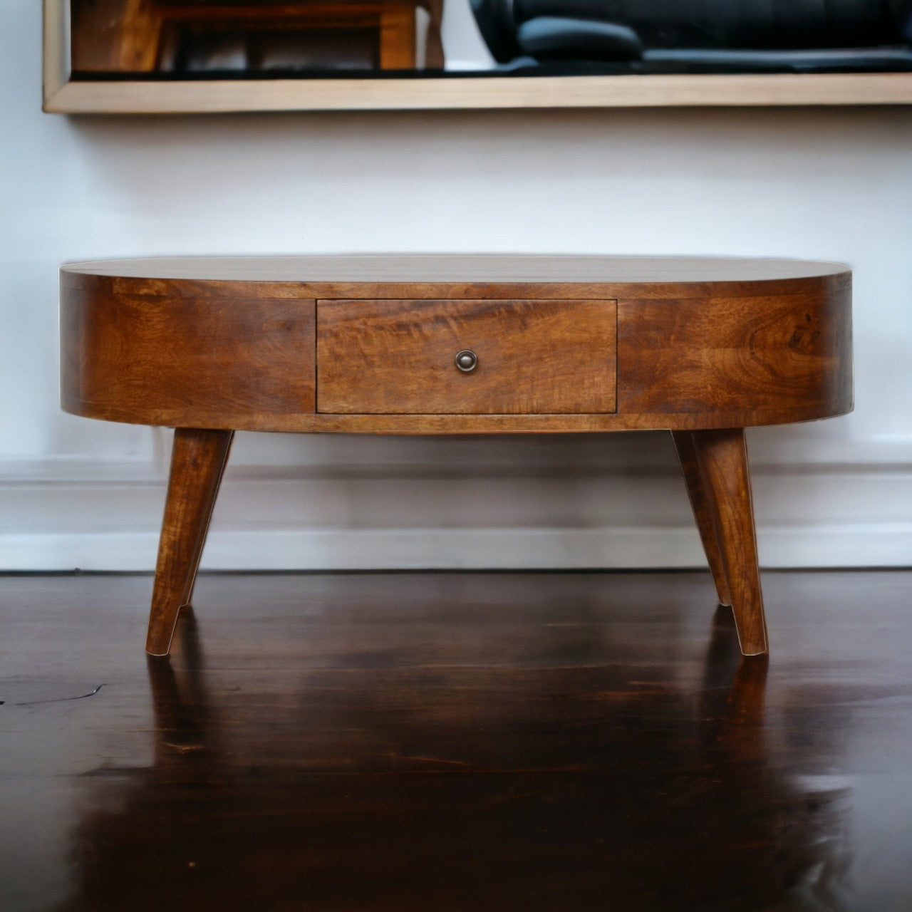 Chestnut Rounded Coffee Table made from solid wood – handcrafted