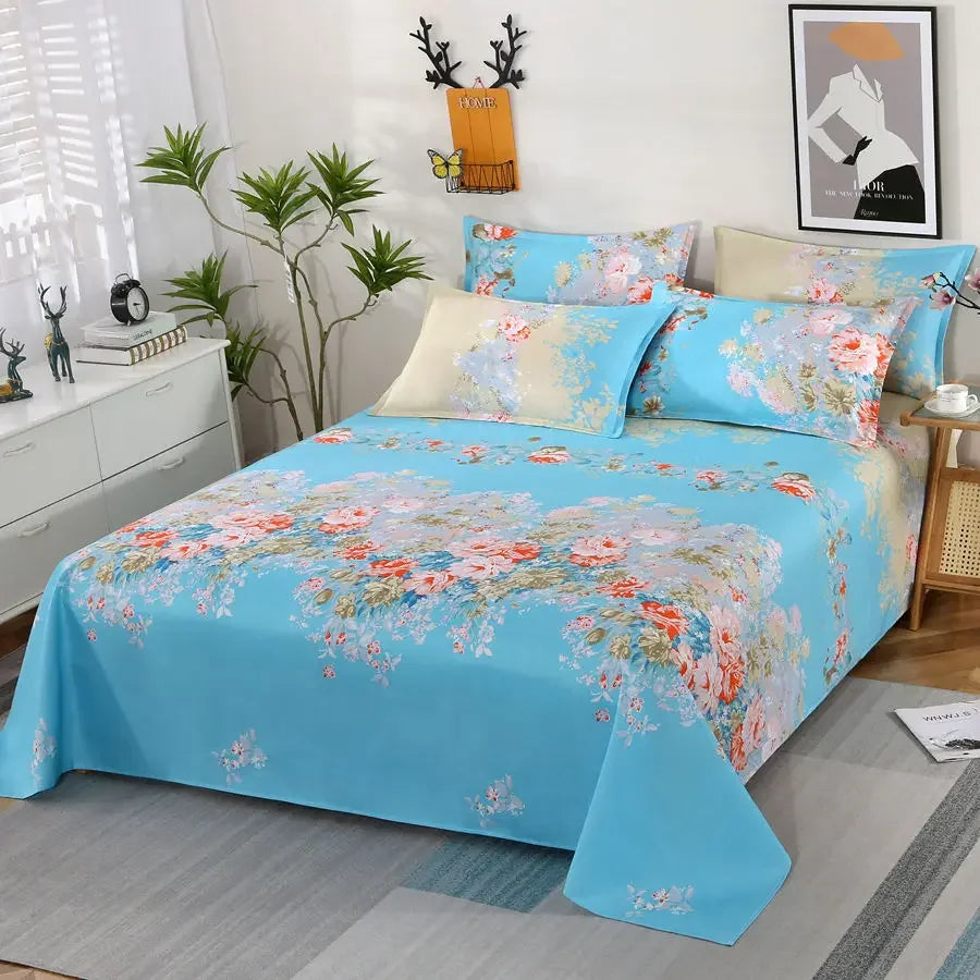 3-Piece Cotton Blend Bed Sheet Set with Pillowcases, Quilted