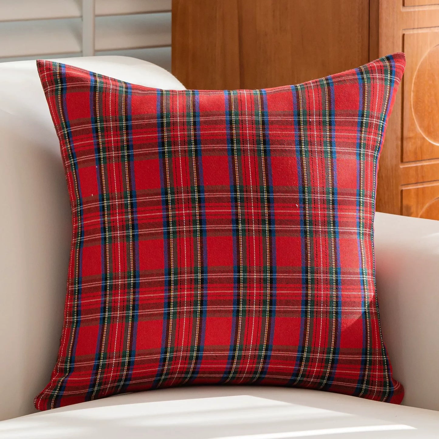 Fall Scottish Tartan Plaid Throw Pillow Covers Set of 2