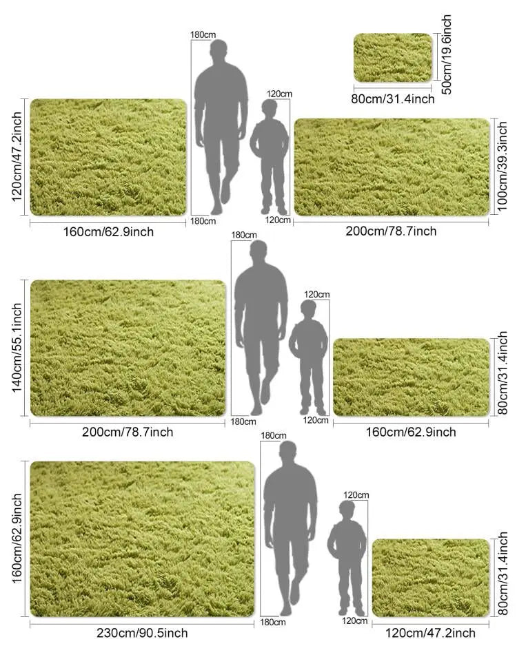 Shag Silk Wool Carpet Non-Slip Plush Rug for Bedroom & Living Room