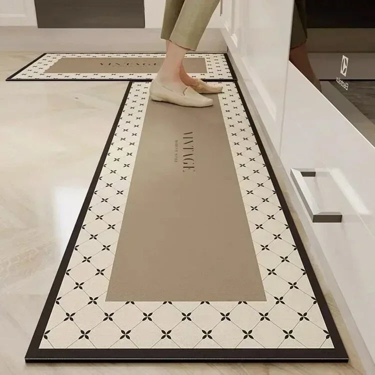 Long PVC Kitchen Rug, Waterproof, Oil-Proof, Non-Slip Floor Mat