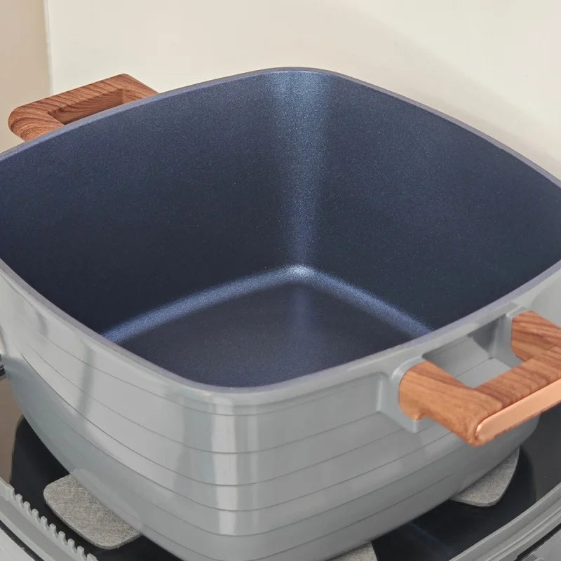 DONNOR 15-Piece Aluminum Nonstick Square Cookware Pot Set with Lids