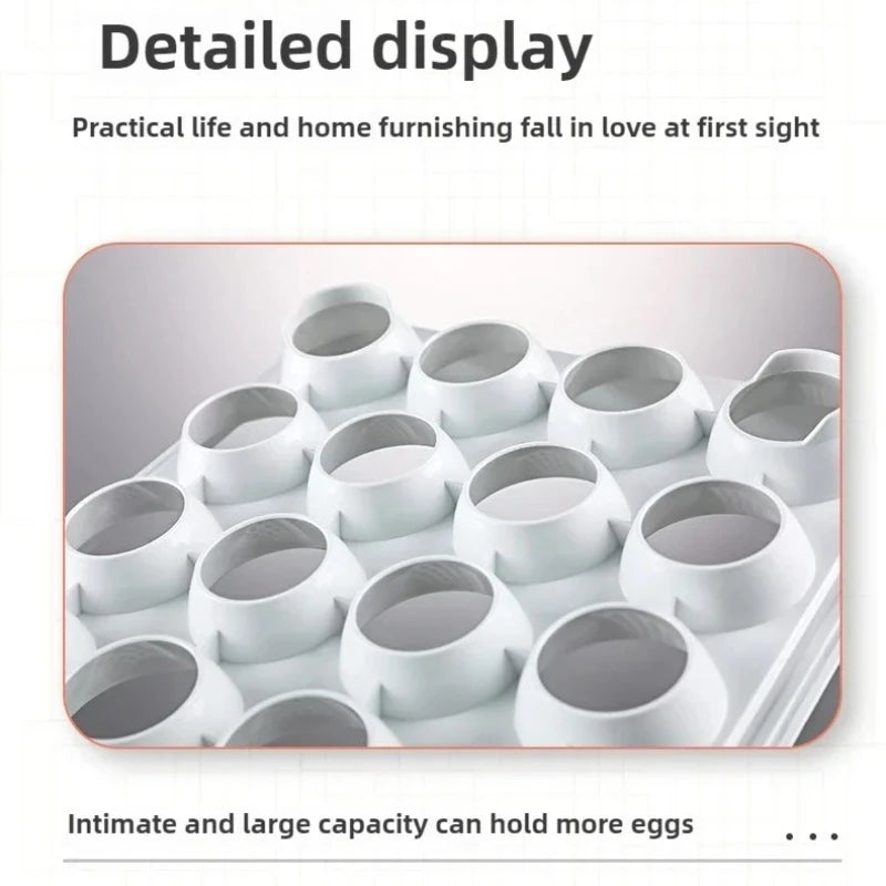 White egg holder with multiple compartments on a gray background