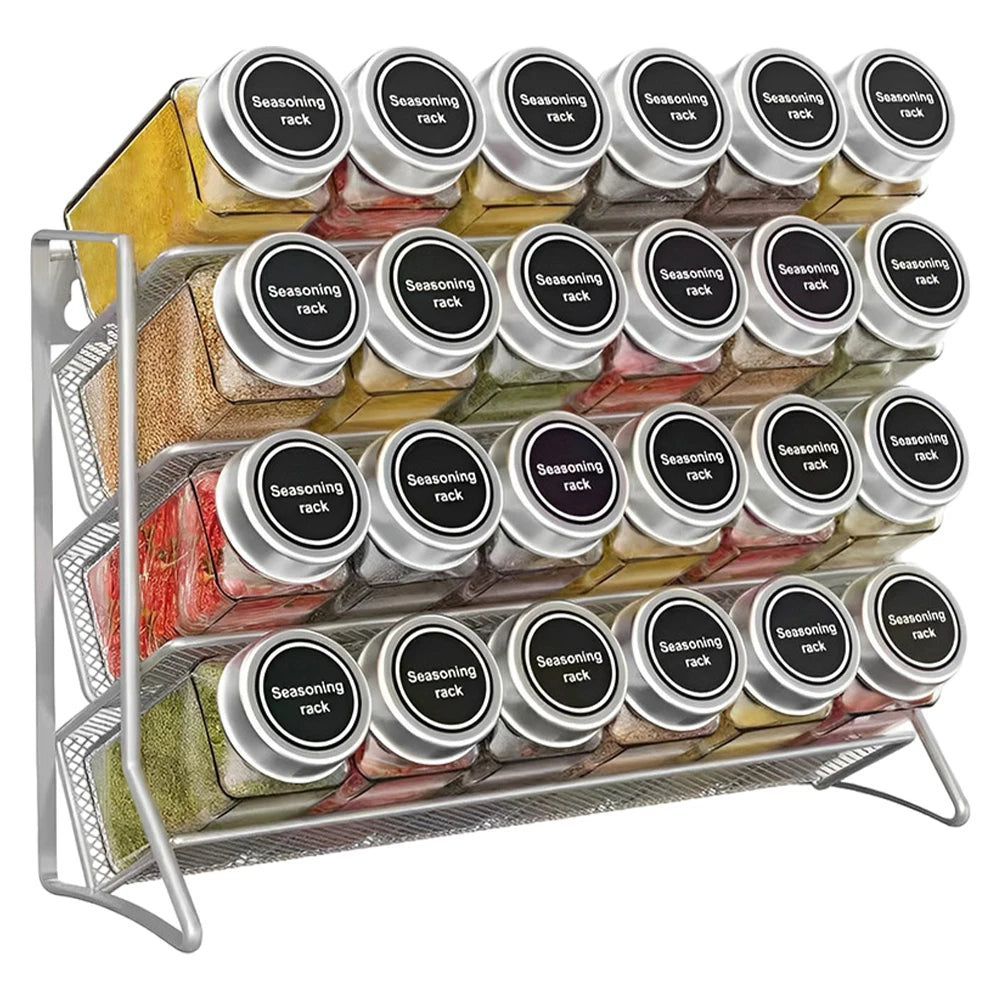 Kitchen Spice Rack 4 Tier Spice Organizer/ Carbon Steel/ Wall Shelf without Spice Jars
