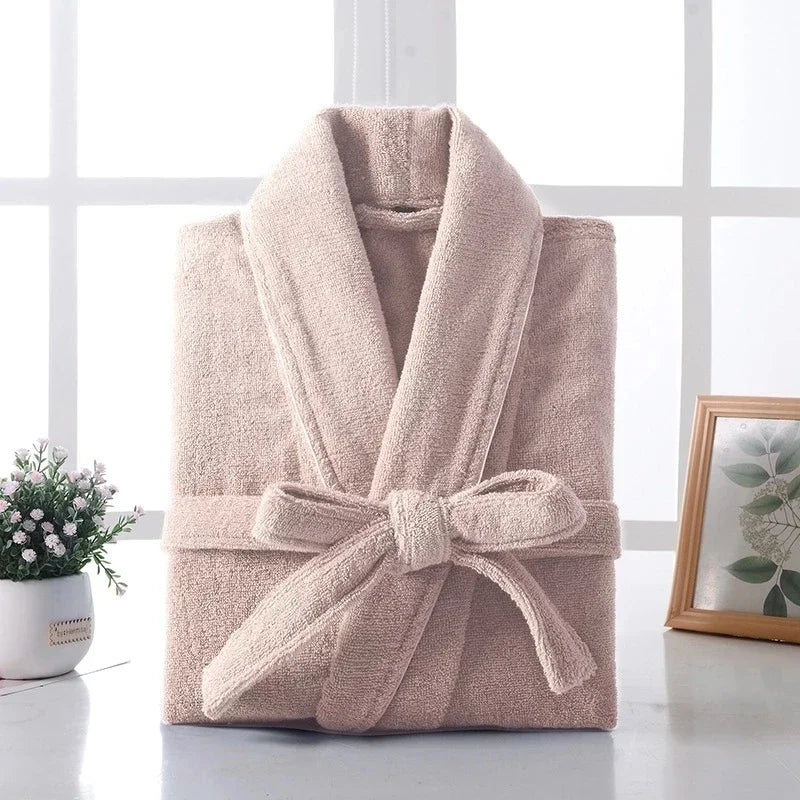 100% Cotton Terry Bathrobe for Women & Men – Soft Cozy Winter Robe