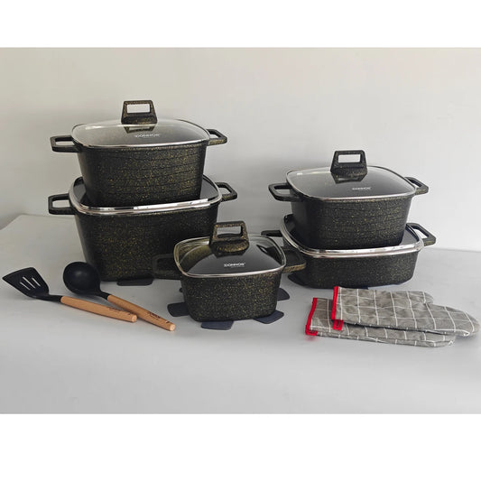 DONNOR Eco-Friendly Granite Non-Stick Cookware Set for Gas & Induction