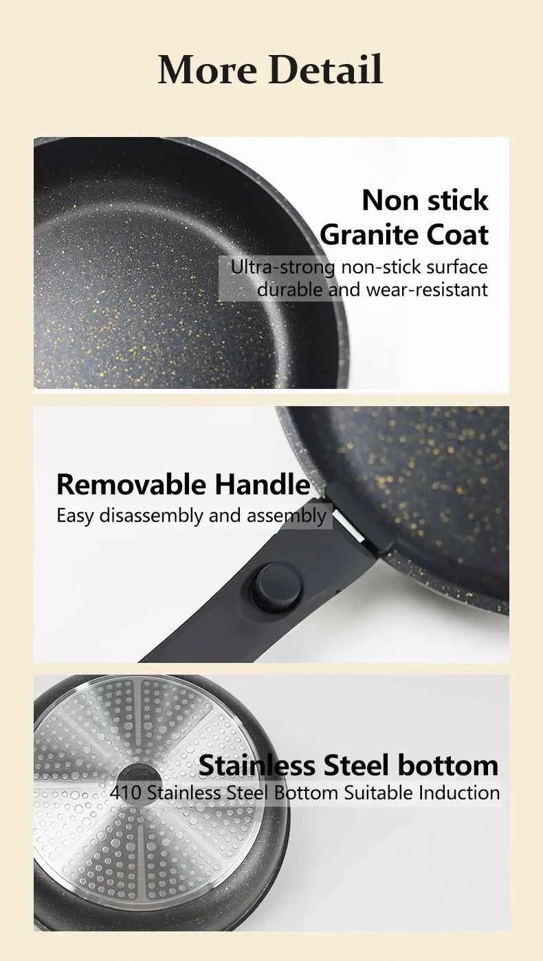 DONNOR Kitchen Pots Set and Pans Cookware Set  Aluminum Pot Set Induction Suitable for Fried Egg Pancakes Safe Non-stick Pot