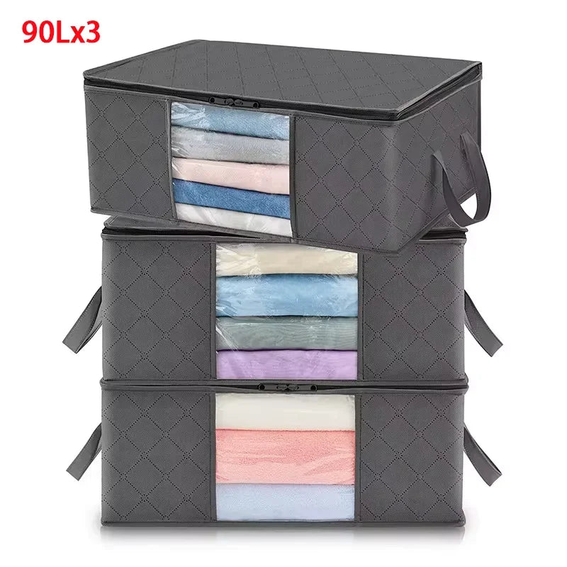Large Foldable Clothes & Blanket Storage Bag Polyester Storage Container