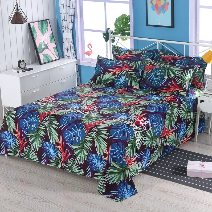 3-Piece Cotton Blend Bed Sheet Set with Pillowcases, Quilted