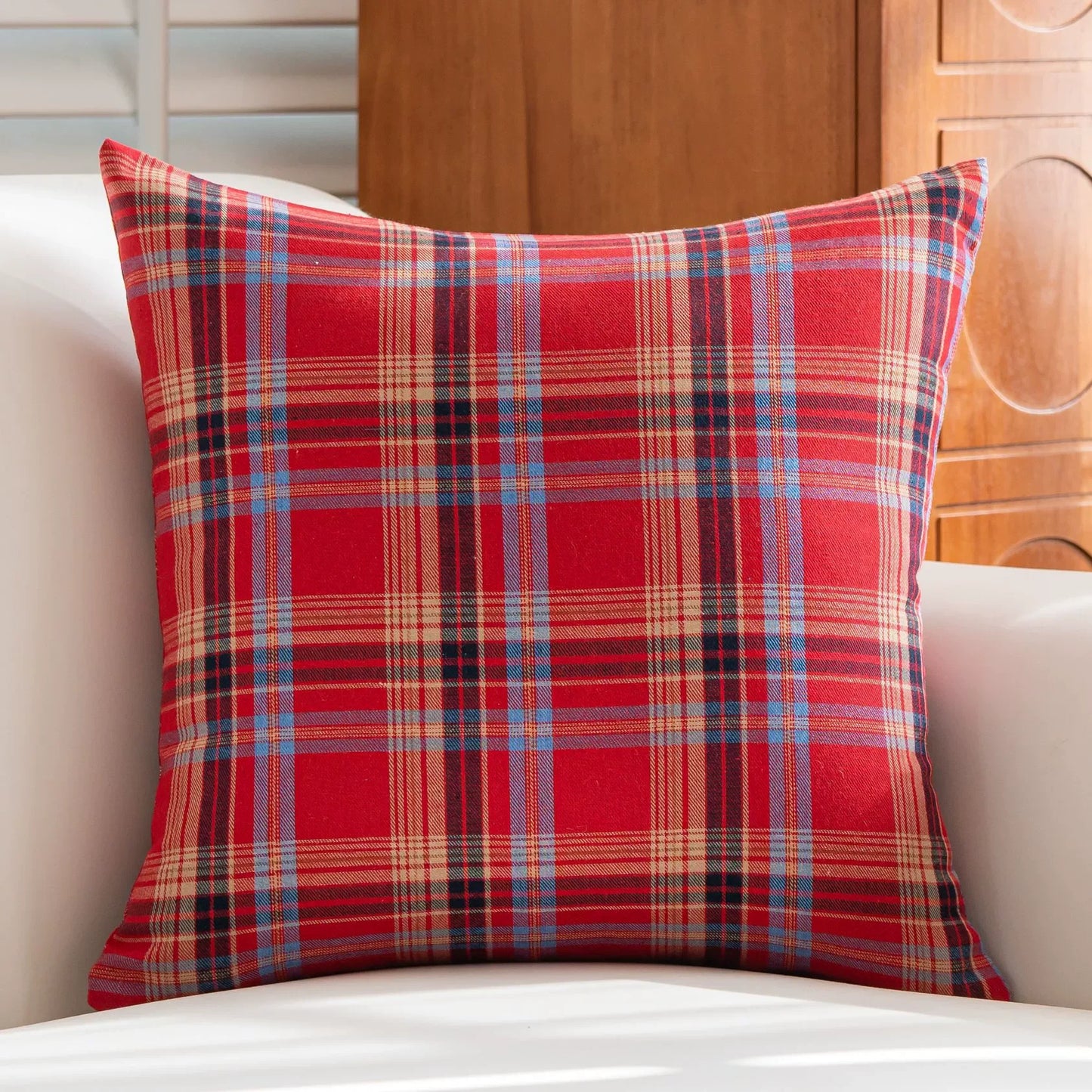 Fall Scottish Tartan Plaid Throw Pillow Covers Set of 2