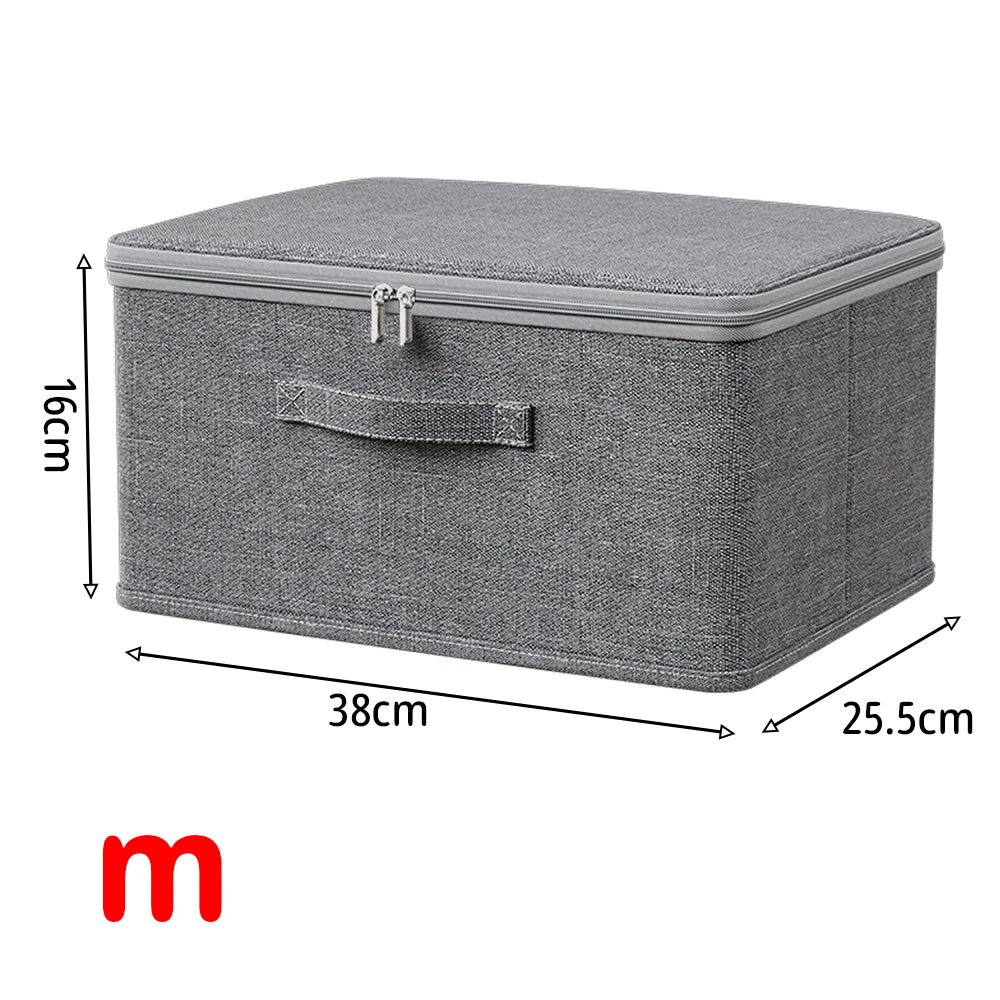 Foldable Clothes Storage Box with Cover Large Zippered Quilt Organizer