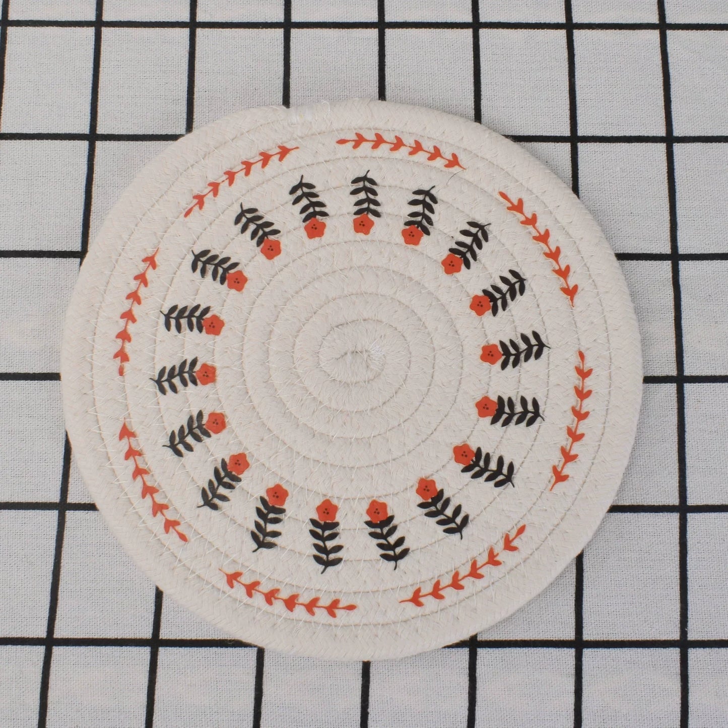 Round Boho Placemats Set of 2 – Cotton Rustic Farmhouse Table Mats