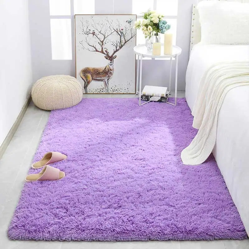 Shag Silk Wool Carpet Non-Slip Plush Rug for Bedroom & Living Room