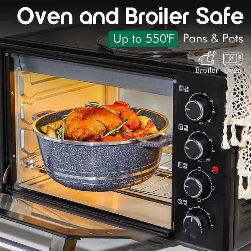 DONNOR 10Pcs Cookware Sets Soup Pot with Glass Lid Aluminum Alloy kitchen Frying Pan Non Stick Pots Sets All Stoves compatible