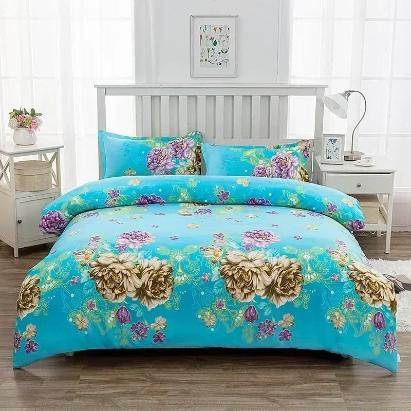 Geometric Printed Bedding Quilt Cover – Soft Breathable Bed Sheet