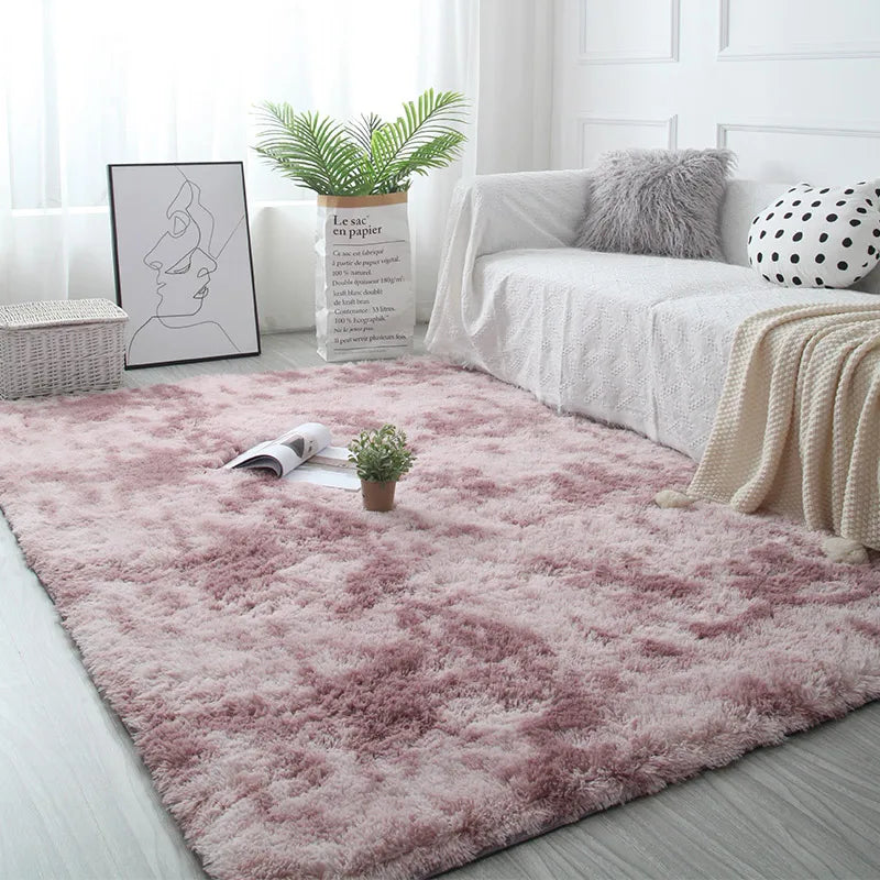 White Fluffy Rug Soft Non-Slip Modern Bedroom & Living Room Carpet