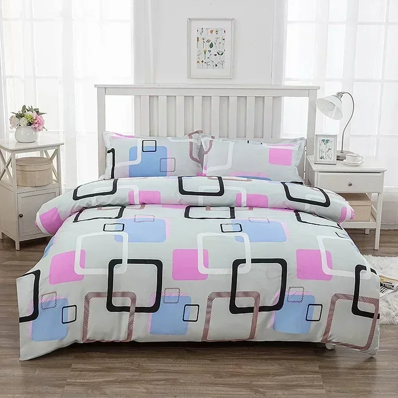 Geometric Printed Bedding Quilt Cover – Soft Breathable Bed Sheet