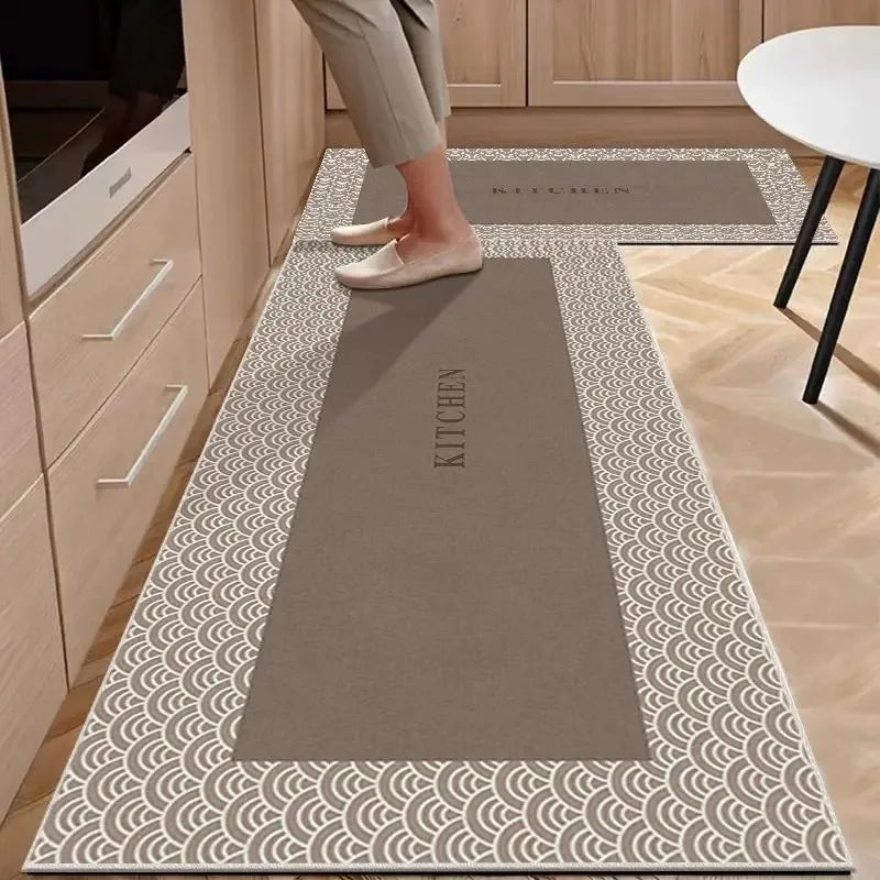 Modern PVC Kitchen Carpet Non-Slip Waterproof Oil-Proof Leather Mat