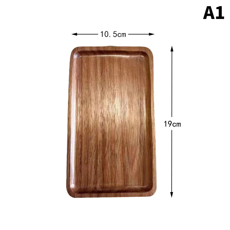 Wooden tray with dimensions labeled on a white background