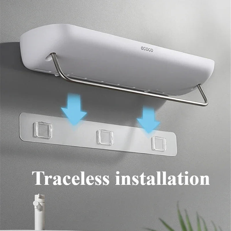 Wall-mounted air conditioner with traceless installation feature on a gray background