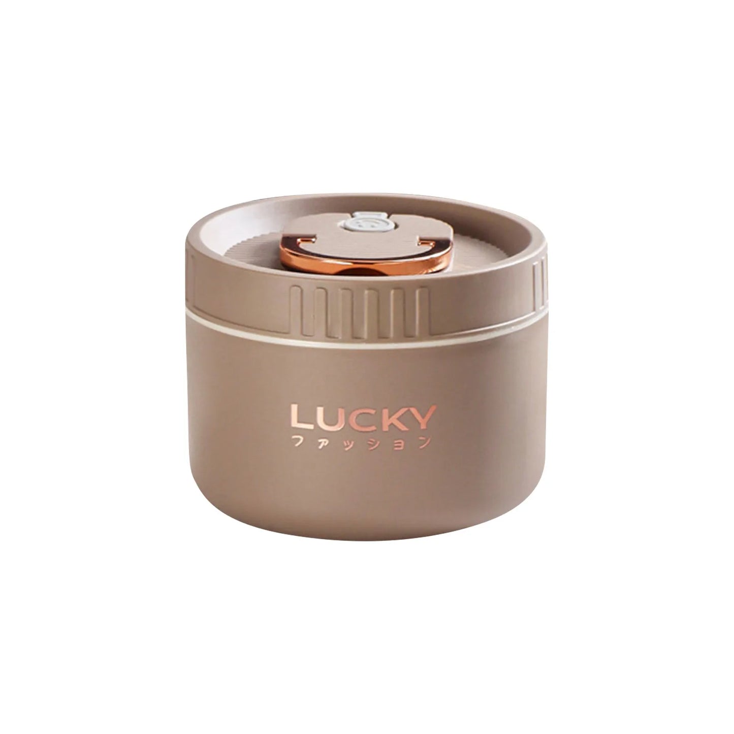 Beige ceramic pot with 'LUCKY' branding on a white background