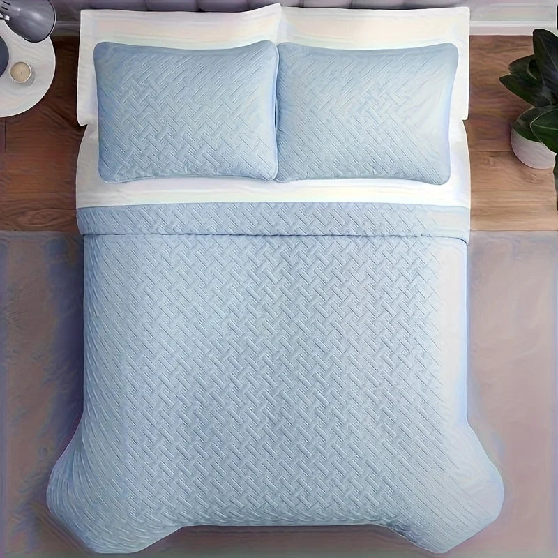 3-Piece Quilted Bedspread Set – Morandi Colors, Polyester