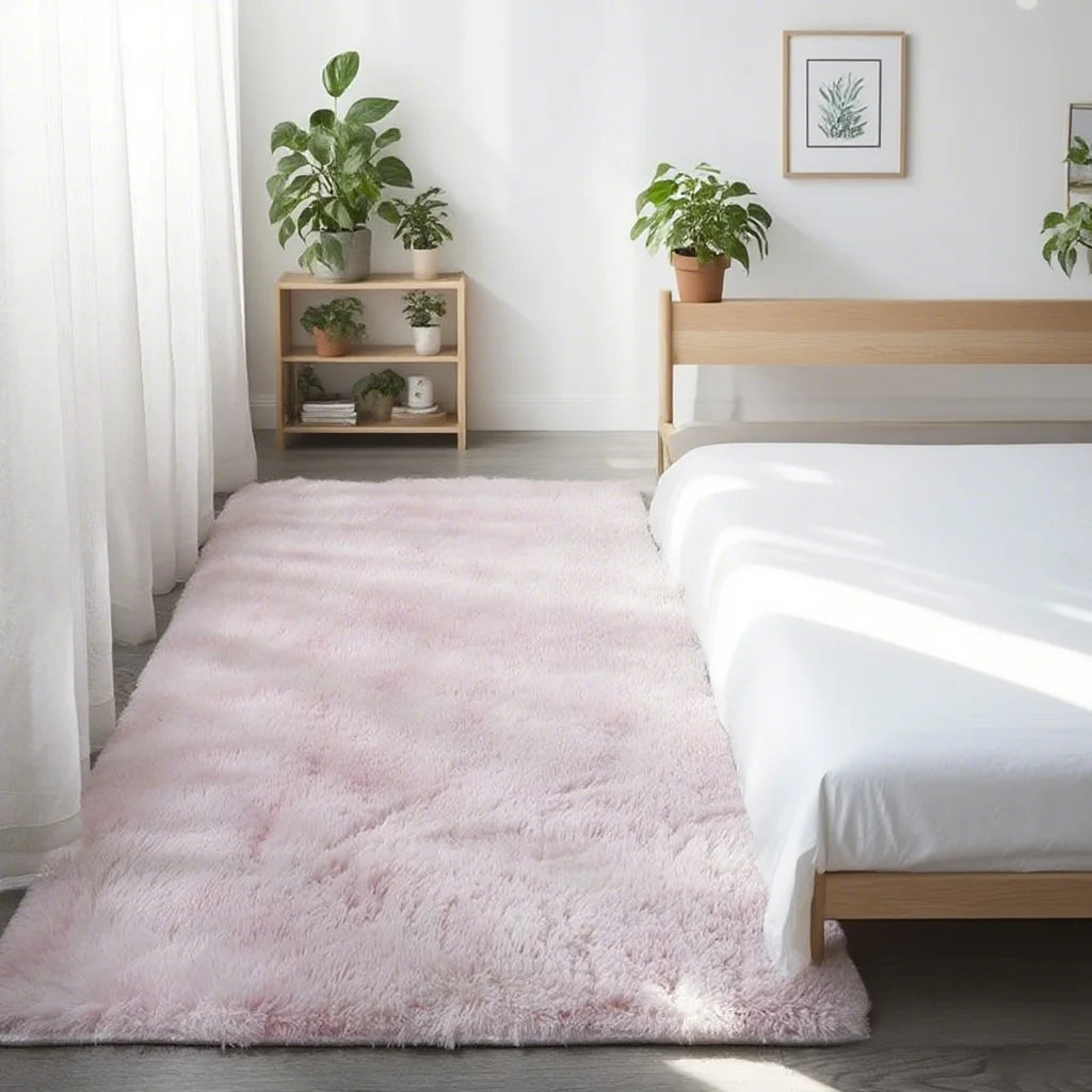 Shaggy Gray Area Rug Soft Long Pile Non-Slip Carpet for Living Room